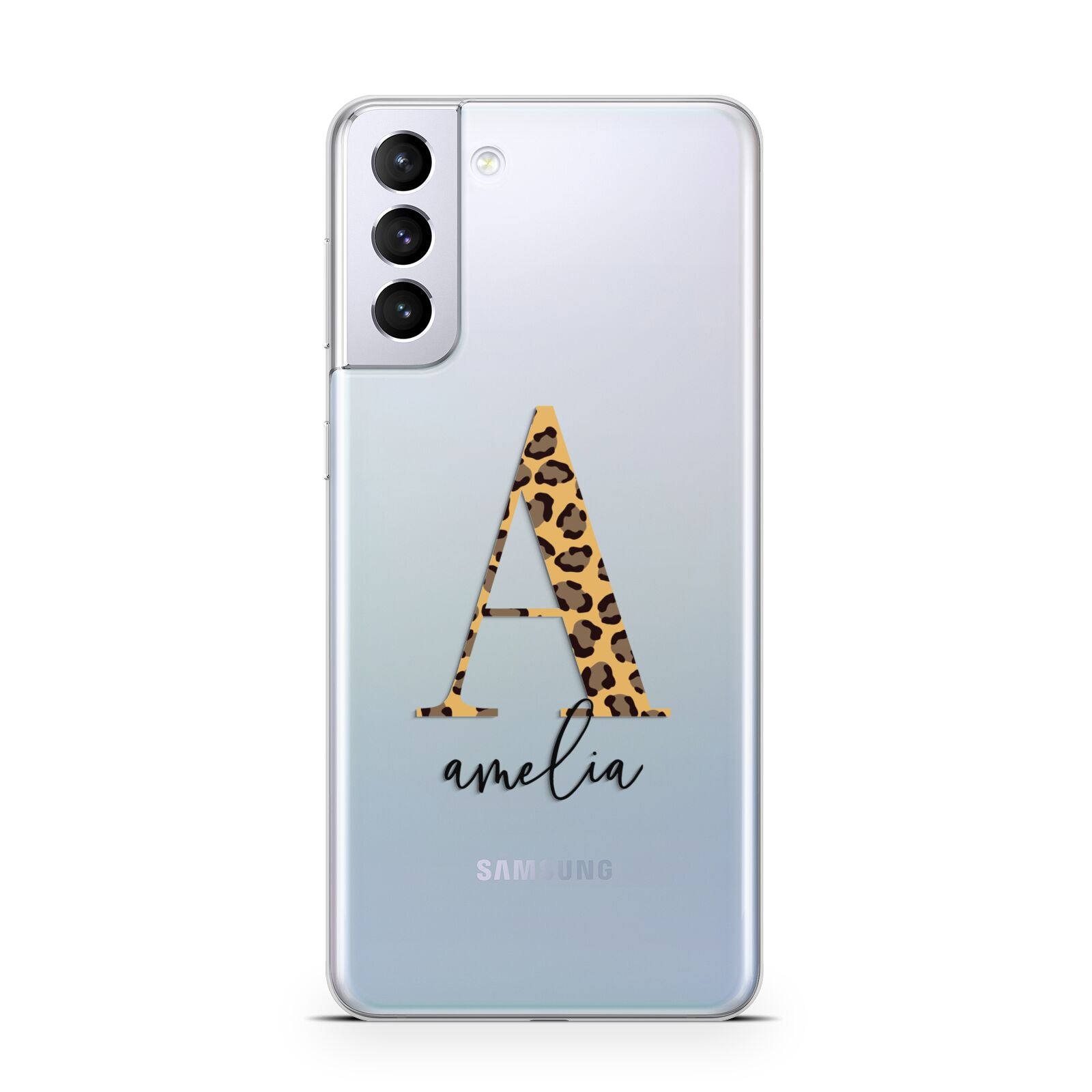 Leopard Print Initial with Name Samsung S21 Plus Case