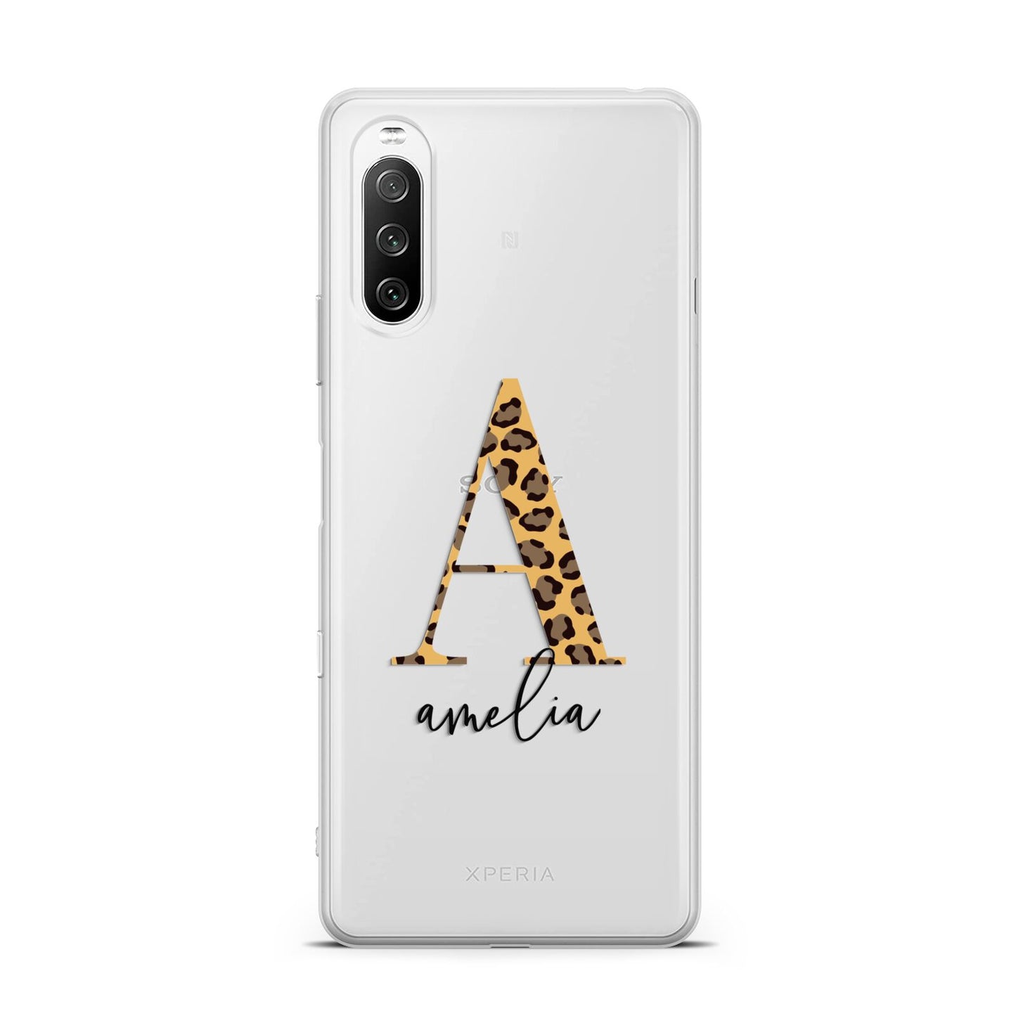 Leopard Print Initial with Name Sony Xperia 10 III Case