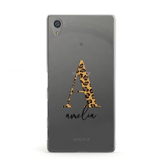 Leopard Print Initial with Name Sony Xperia Case