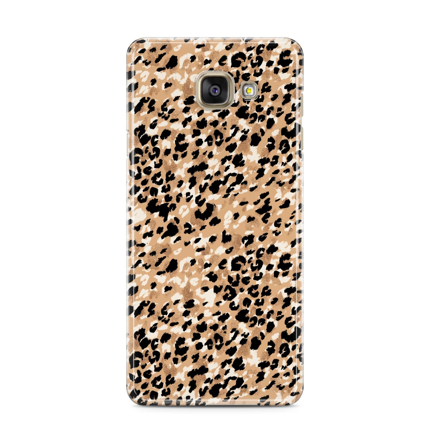 Leopard Print Samsung Galaxy A3 2016 Case on gold phone