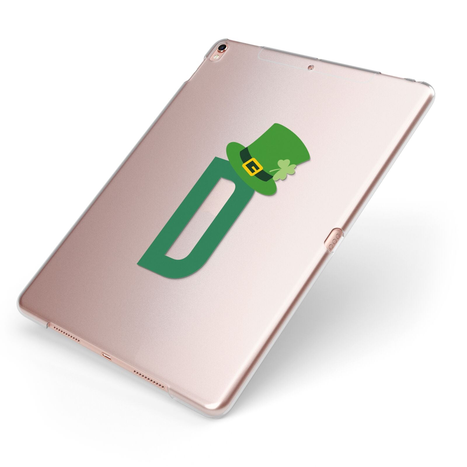 Leprechaun Hat Custom Monogram Apple iPad Case on Rose Gold iPad Side View