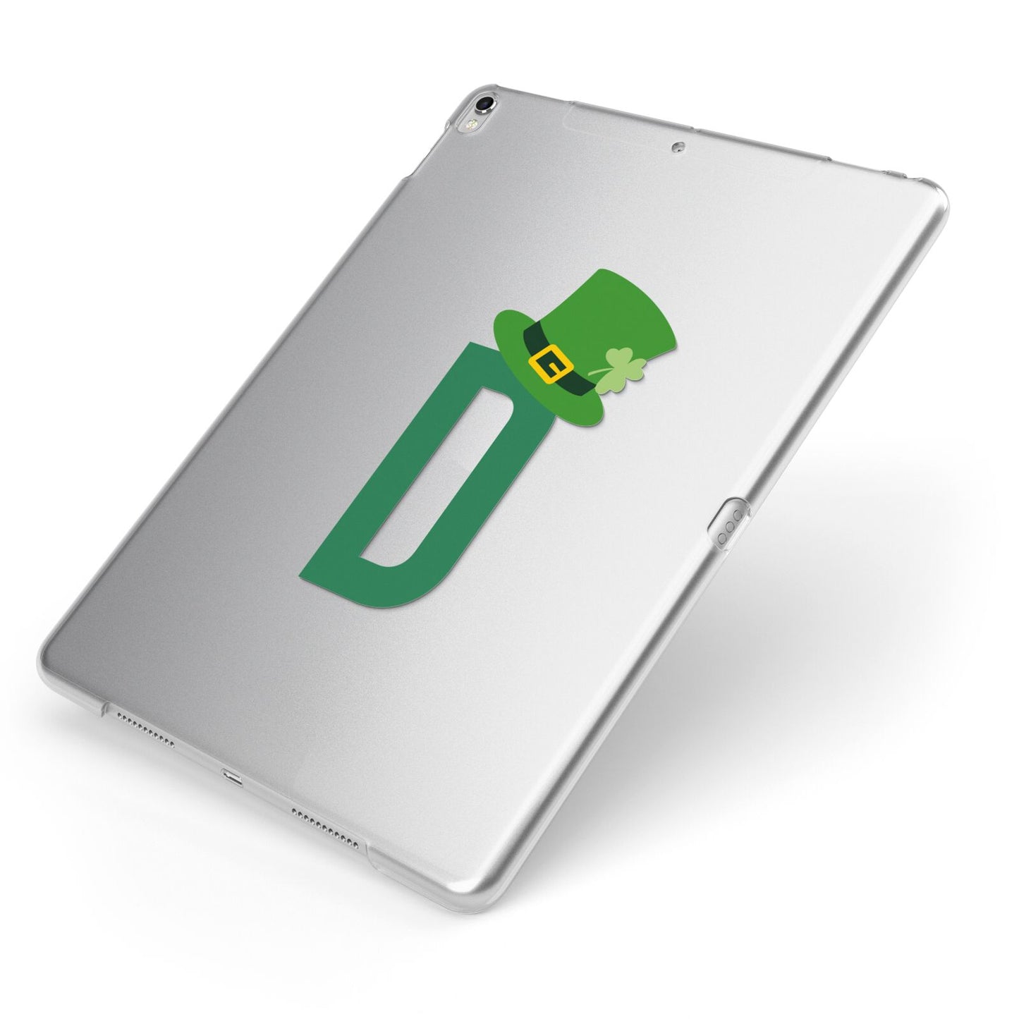 Leprechaun Hat Custom Monogram Apple iPad Case on Silver iPad Side View