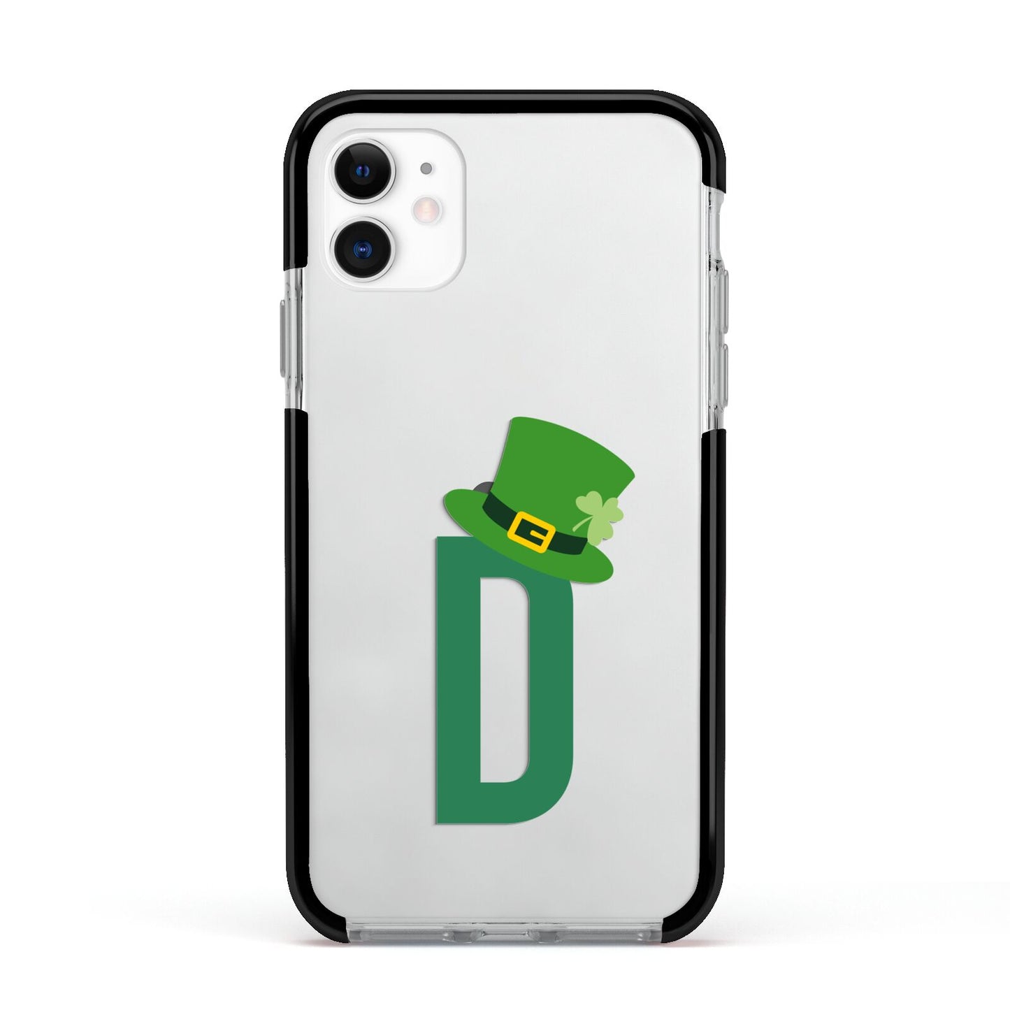 Leprechaun Hat Custom Monogram Apple iPhone 11 in White with Black Impact Case