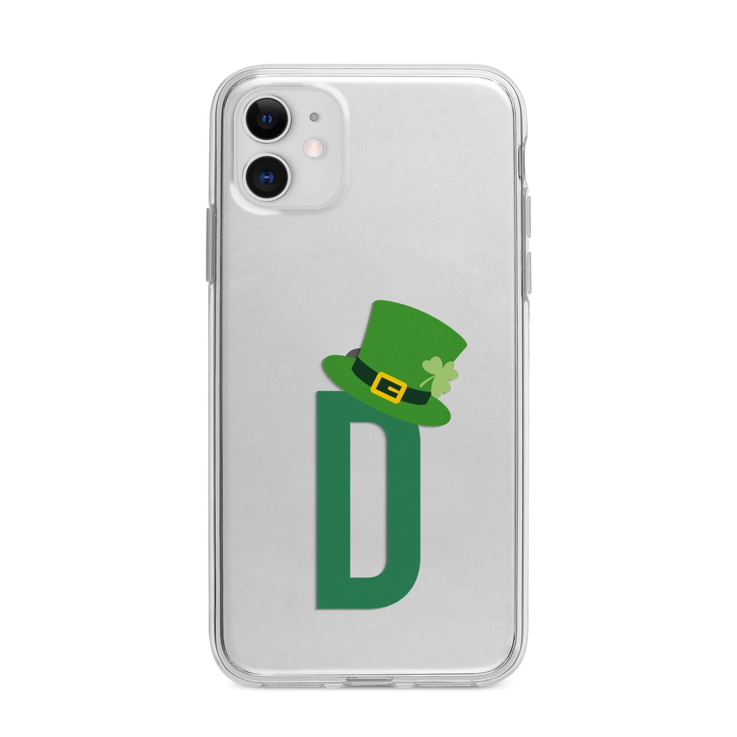 Leprechaun Hat Custom Monogram Apple iPhone 11 in White with Bumper Case