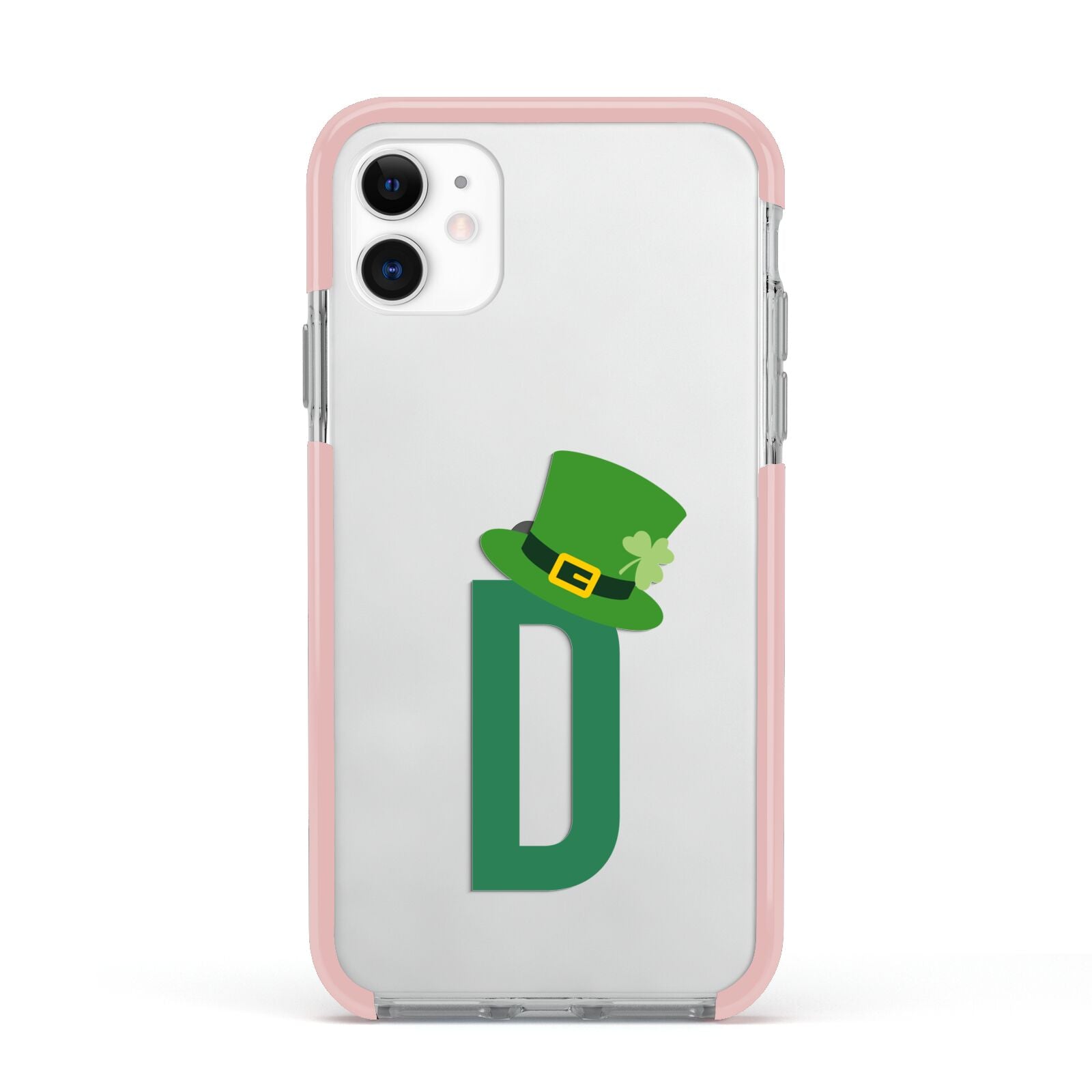 Leprechaun Hat Custom Monogram Apple iPhone 11 in White with Pink Impact Case