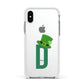 Leprechaun Hat Custom Monogram Apple iPhone Xs Impact Case White Edge on Silver Phone