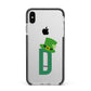 Leprechaun Hat Custom Monogram Apple iPhone Xs Max Impact Case Black Edge on Silver Phone