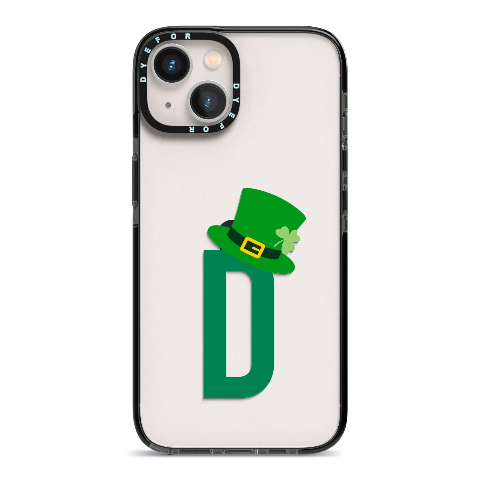 Leprechaun Hat Custom Monogram iPhone 13 Black Impact Case on Silver phone