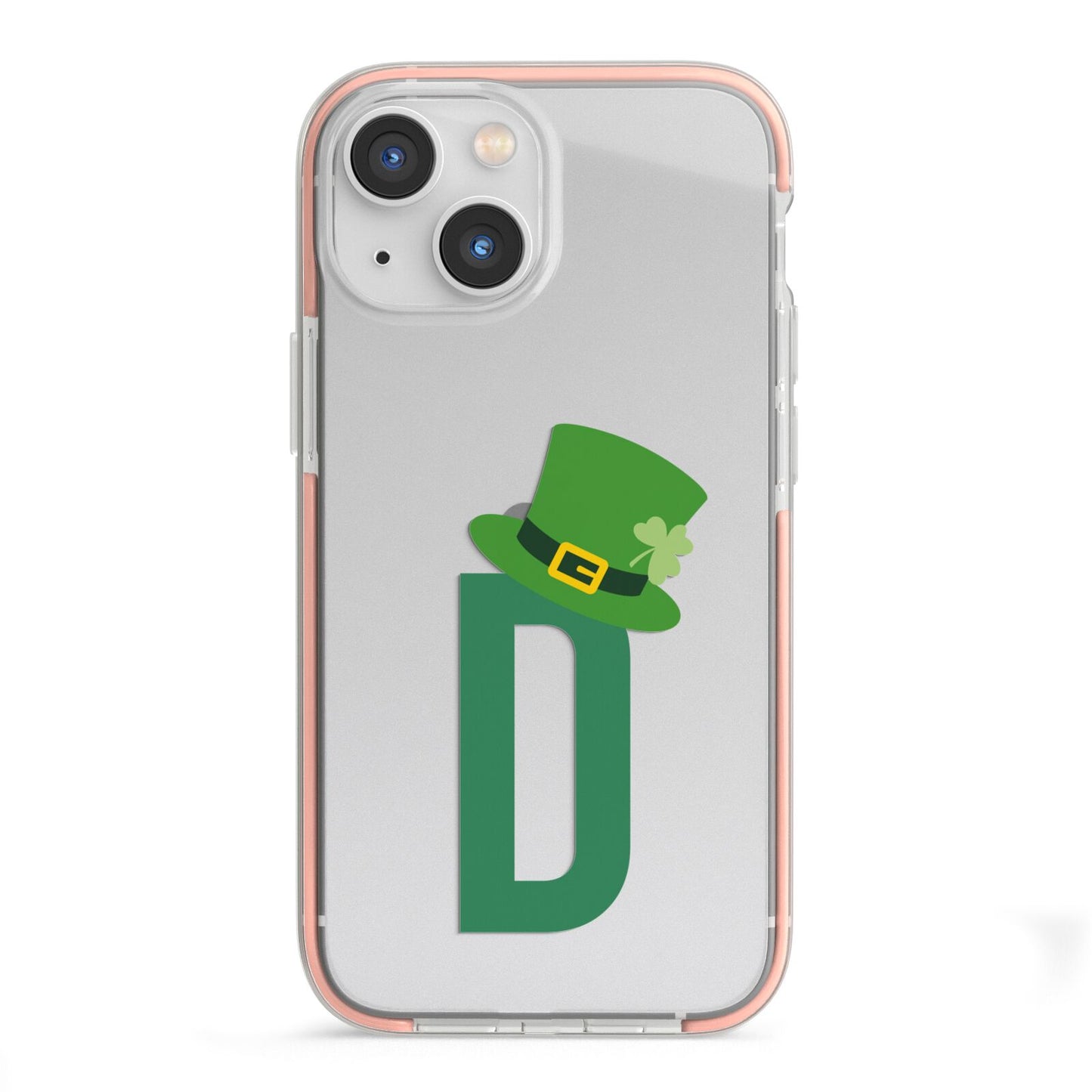 Leprechaun Hat Custom Monogram iPhone 13 Mini TPU Impact Case with Pink Edges