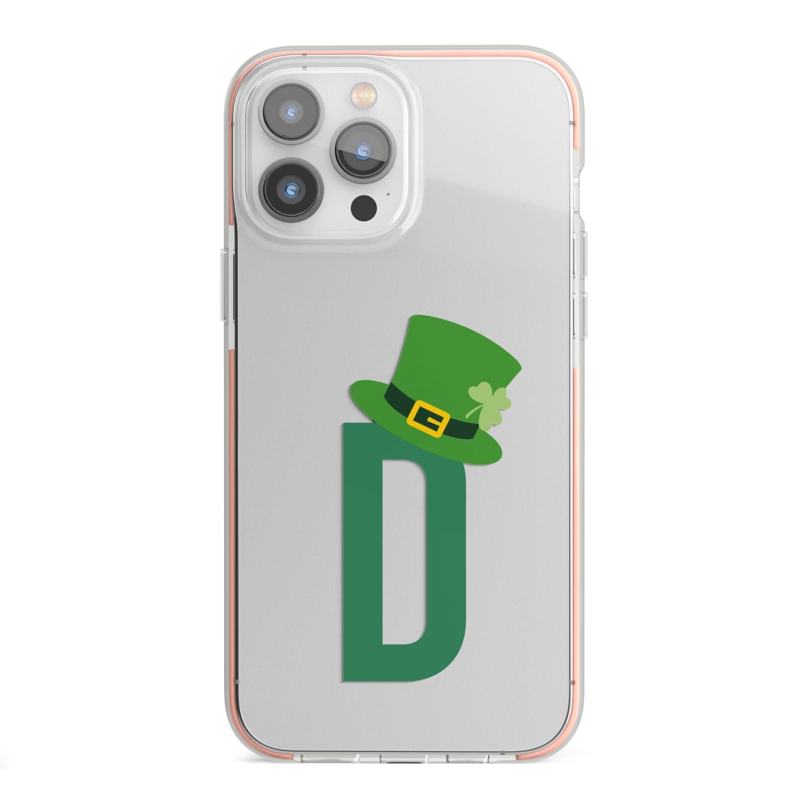 Leprechaun Hat Custom Monogram iPhone 13 Pro Max TPU Impact Case with Pink Edges