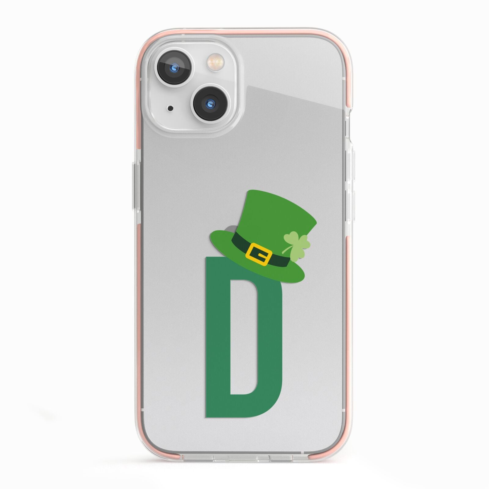 Leprechaun Hat Custom Monogram iPhone 13 TPU Impact Case with Pink Edges