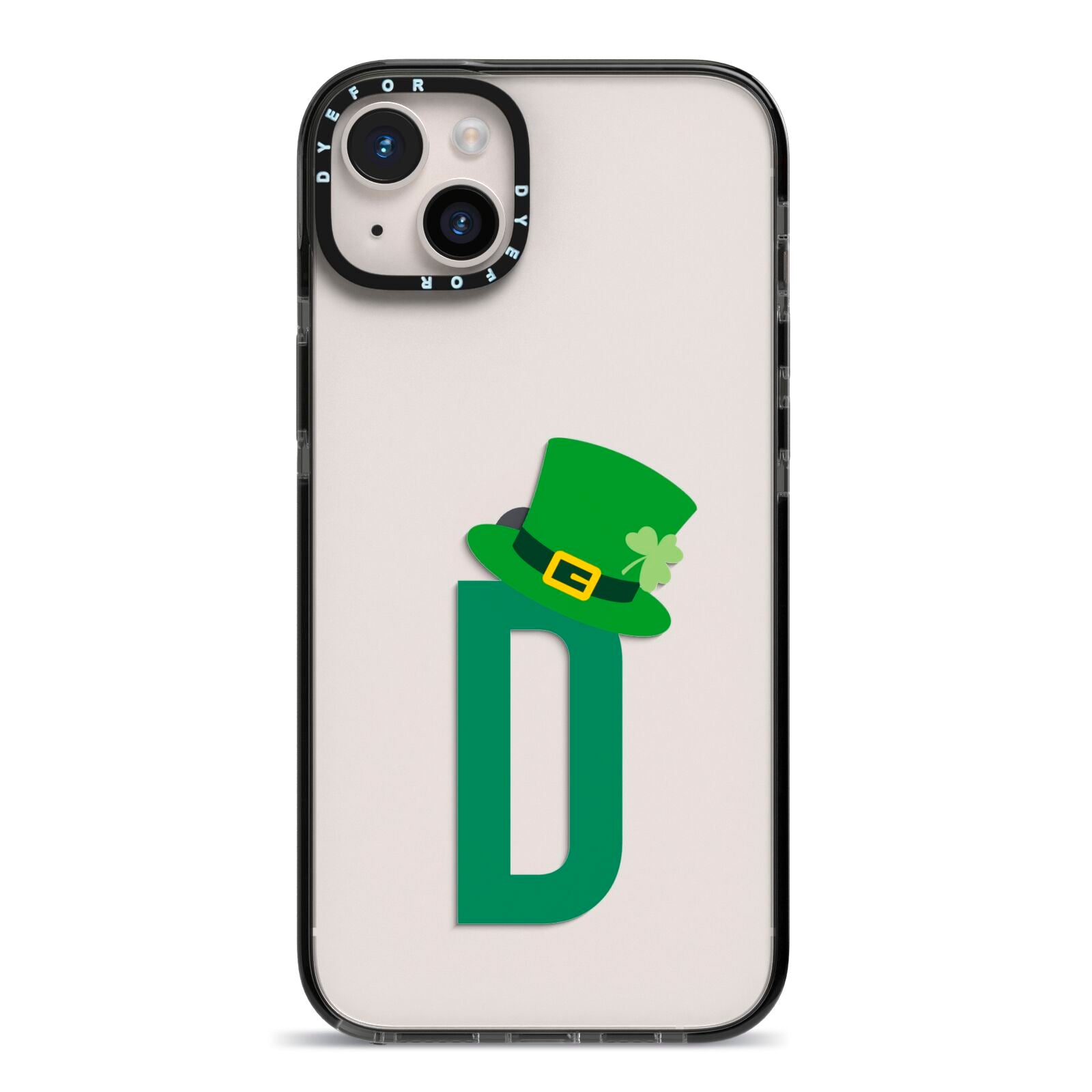 Leprechaun Hat Custom Monogram iPhone 14 Plus Black Impact Case on Silver phone