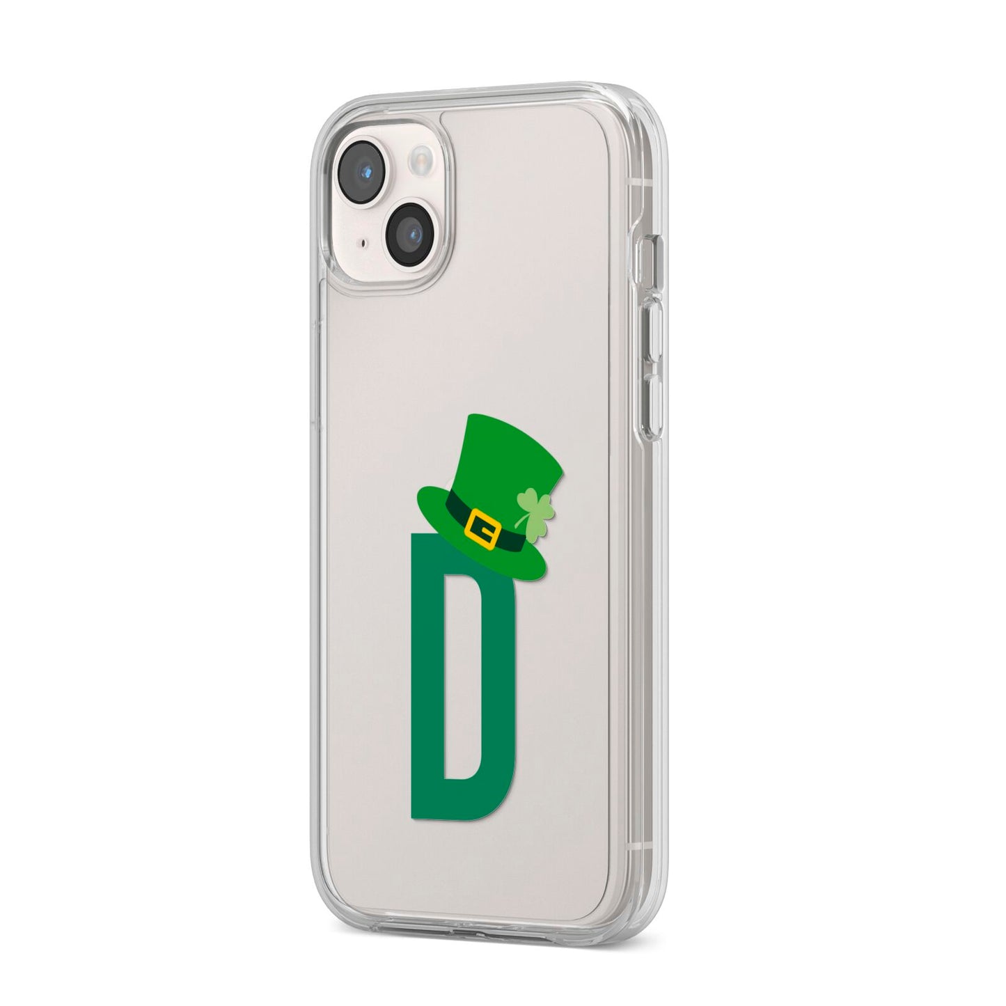 Leprechaun Hat Custom Monogram iPhone 14 Plus Clear Tough Case Starlight Angled Image