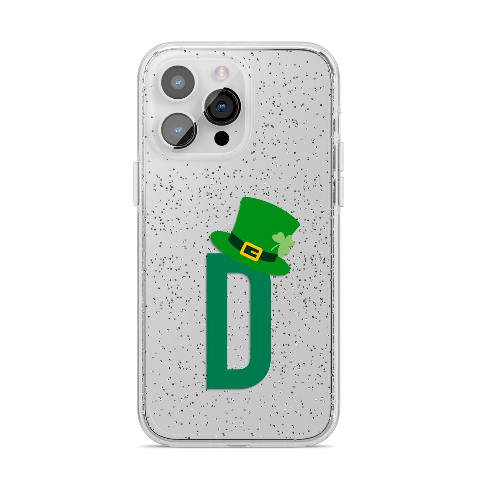 Leprechaun Hat Custom Monogram iPhone 14 Pro Max Glitter Tough Case Silver