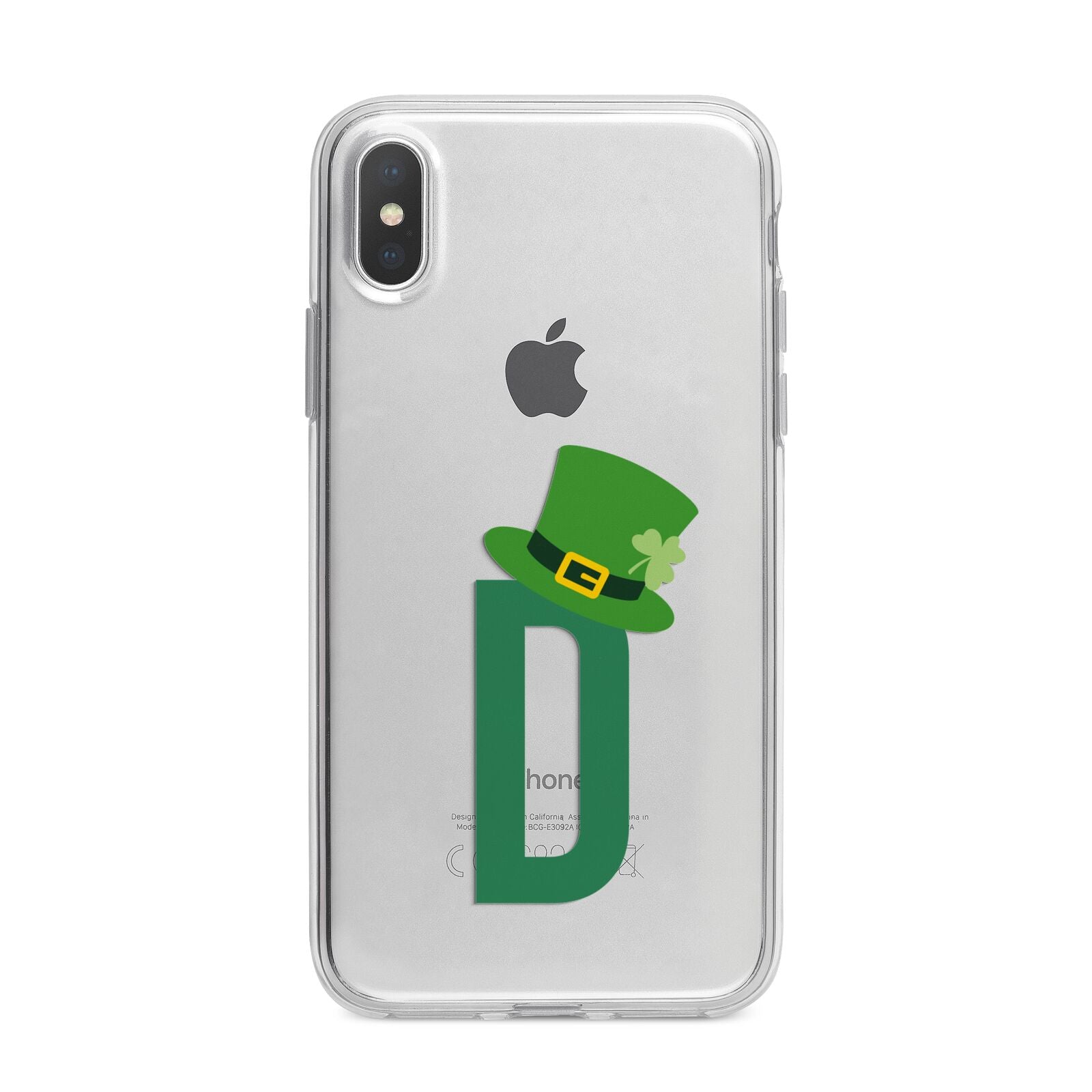 Leprechaun Hat Custom Monogram iPhone X Bumper Case on Silver iPhone Alternative Image 1