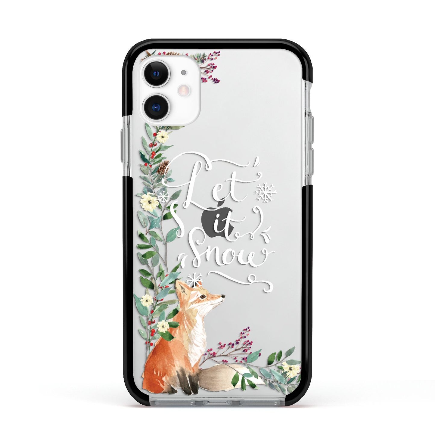Let It Snow Christmas Apple iPhone 11 in White with Black Impact Case