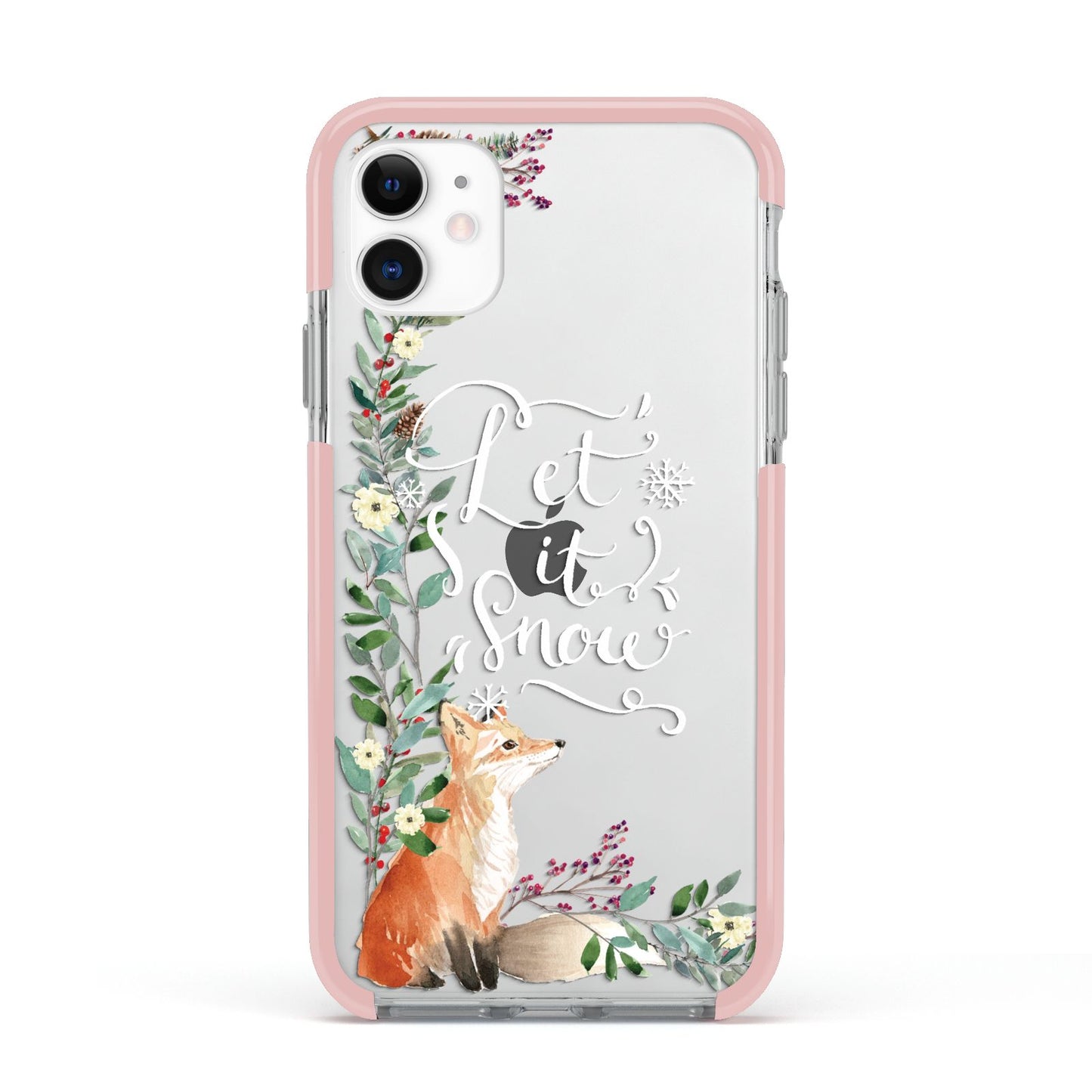 Let It Snow Christmas Apple iPhone 11 in White with Pink Impact Case