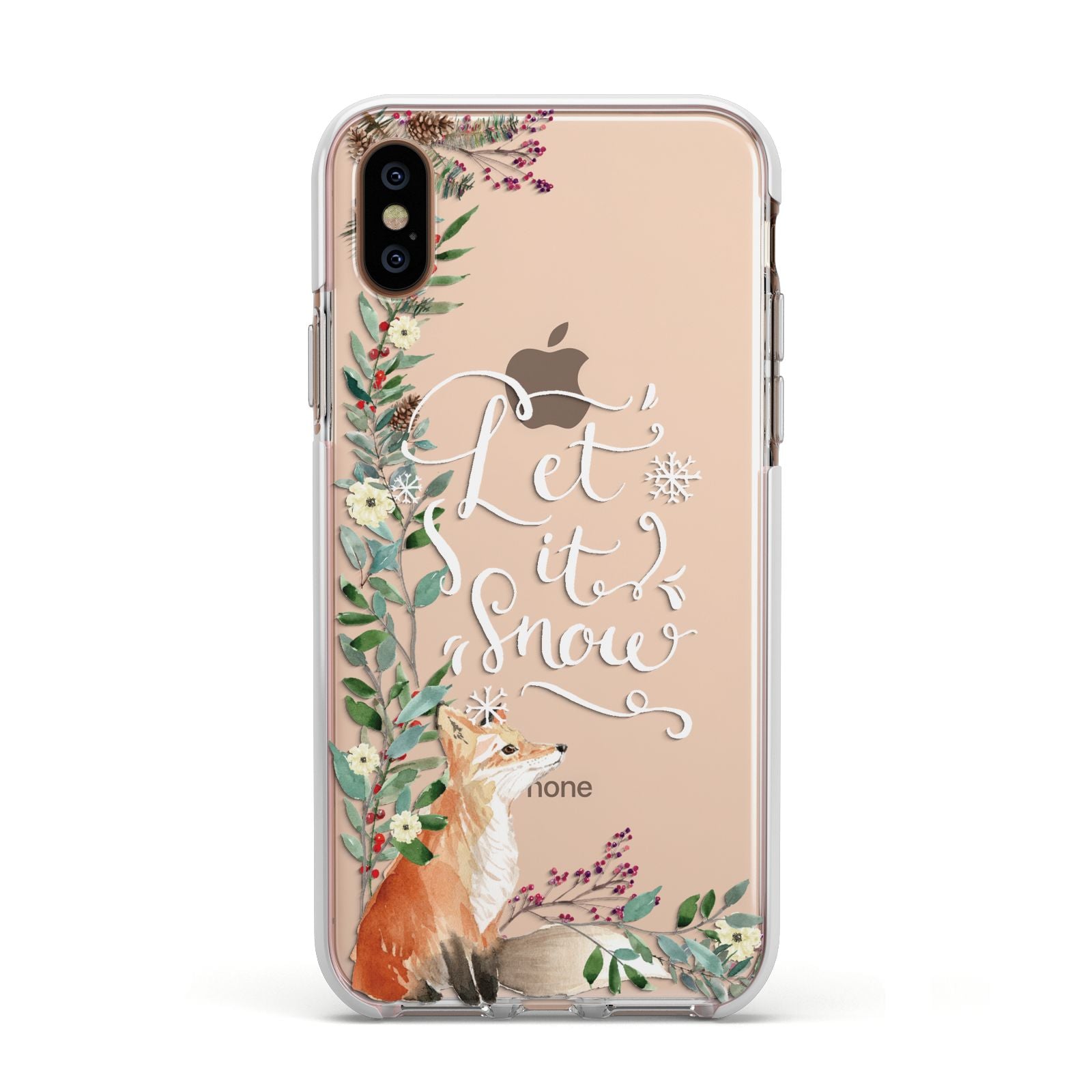 Let It Snow Christmas Apple iPhone Xs Impact Case White Edge on Gold Phone