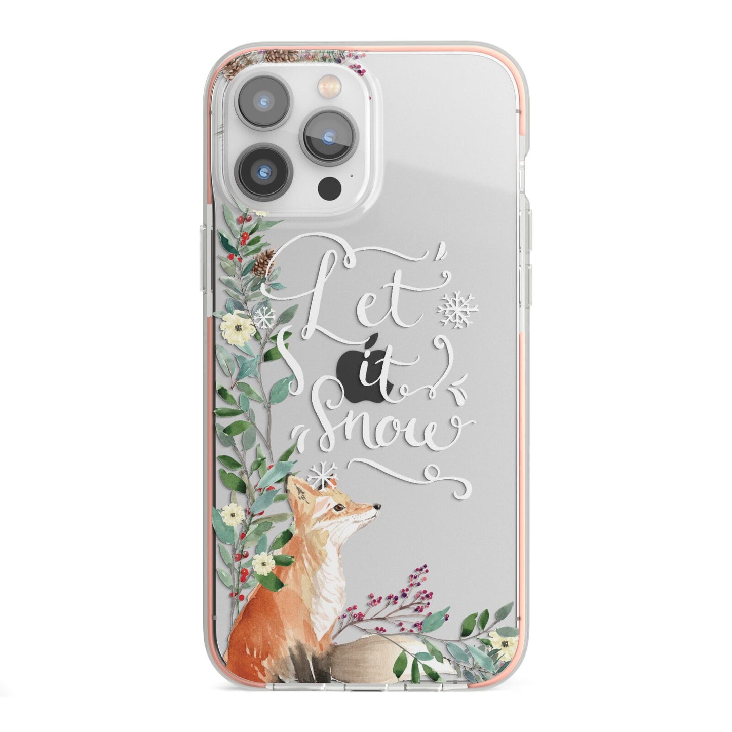 Let It Snow Christmas iPhone 13 Pro Max TPU Impact Case with Pink Edges