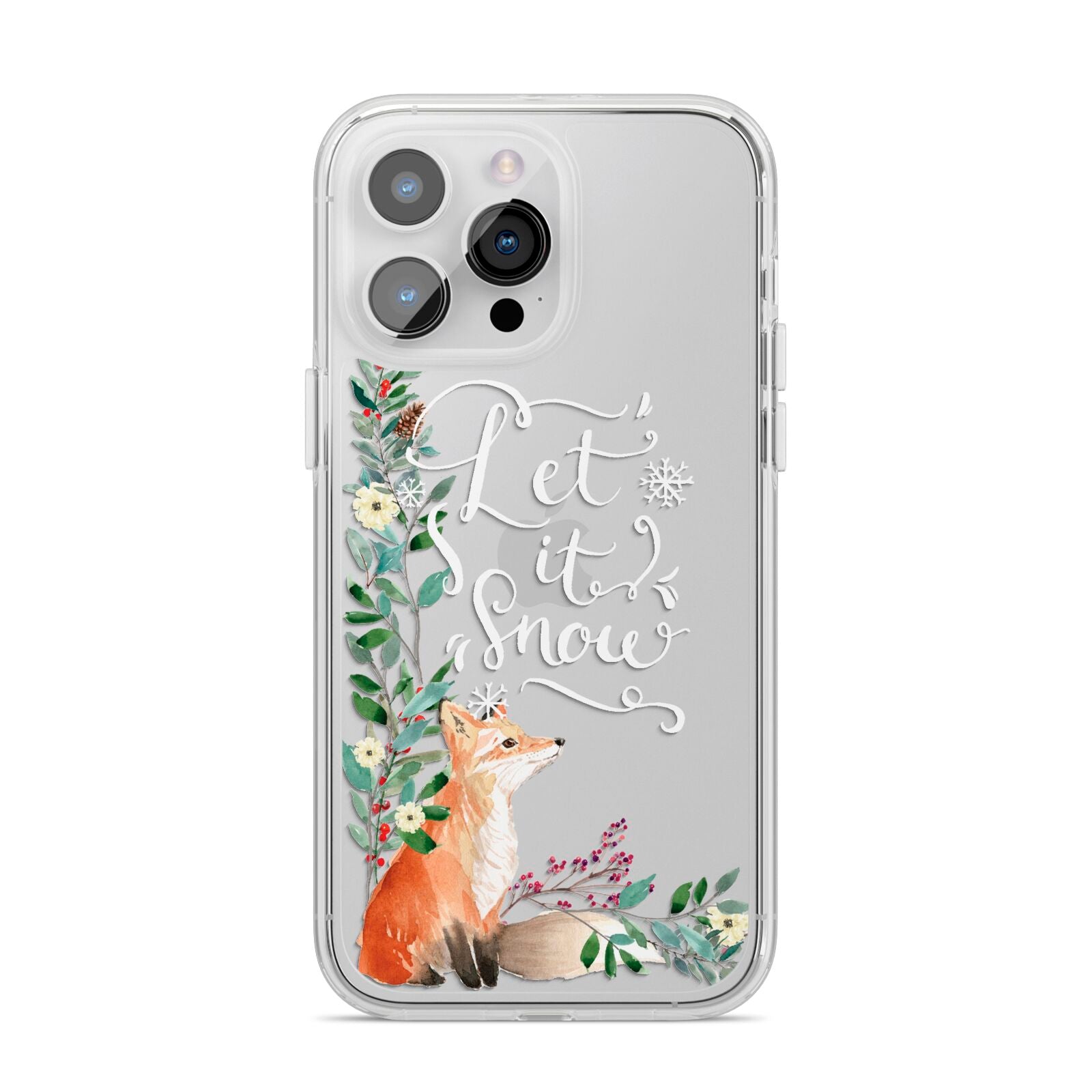 Let It Snow Christmas iPhone 14 Pro Max Clear Tough Case Silver