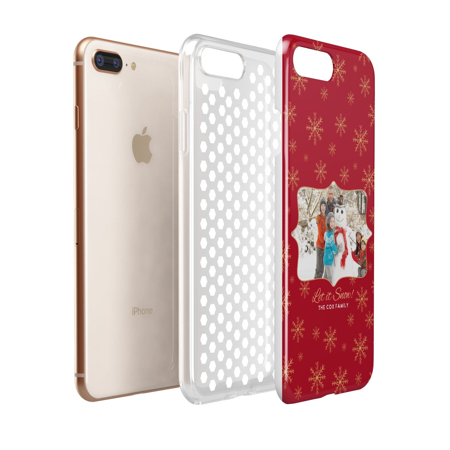 Let it Snow Christmas Photo Upload Apple iPhone 7 8 Plus 3D Tough Case Expanded View