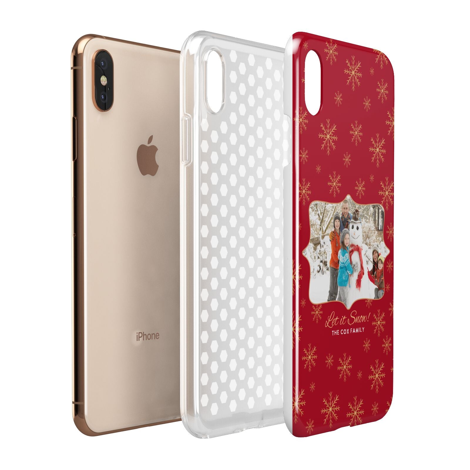 Let it Snow Christmas Photo Upload Apple iPhone Xs Max 3D Tough Case Expanded View