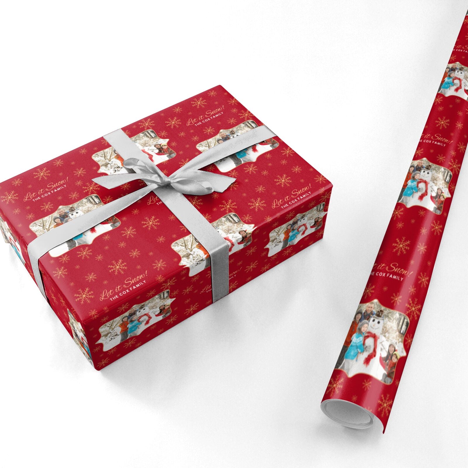 Let it Snow Christmas Photo Upload Personalised Wrapping Paper