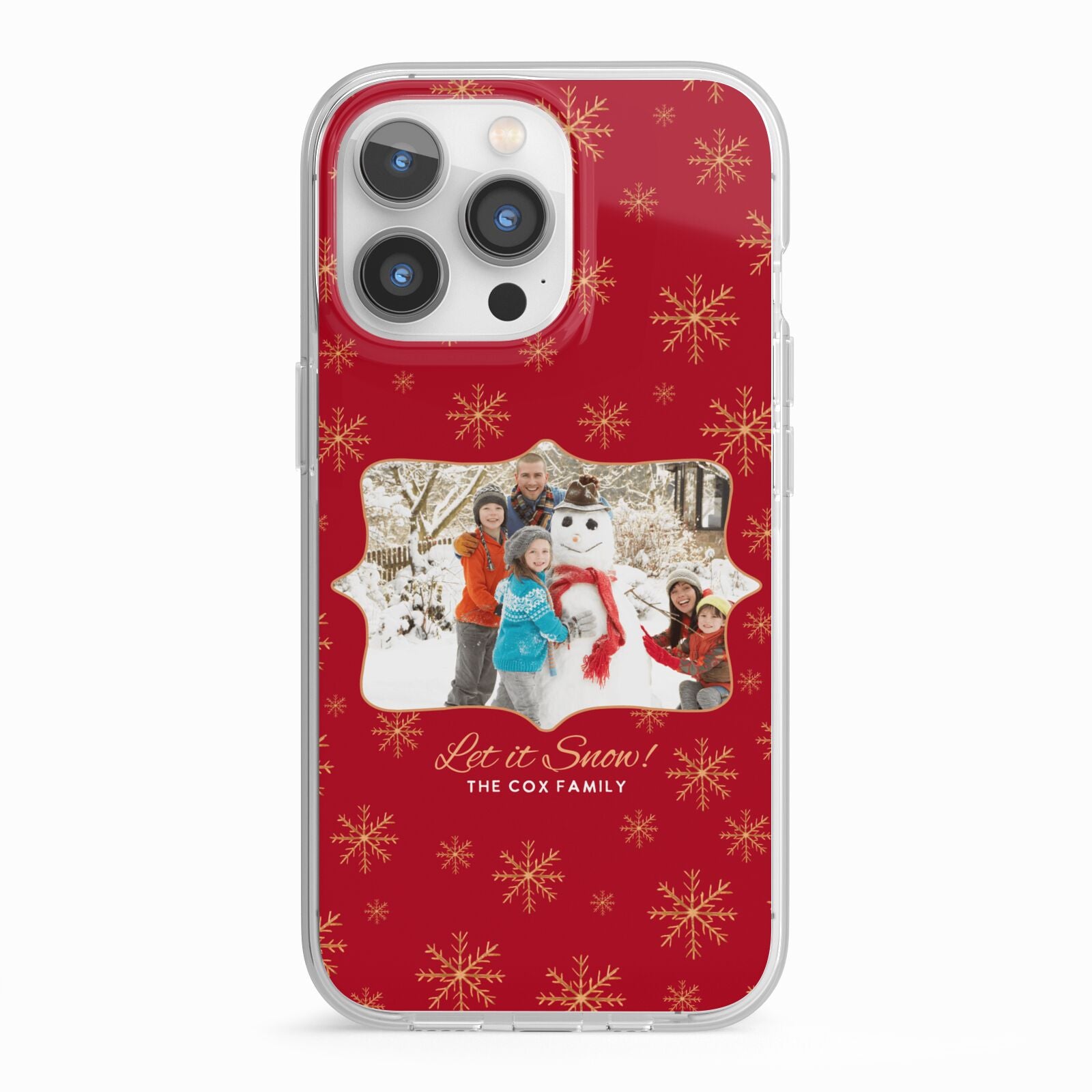 Let it Snow Christmas Photo Upload iPhone 13 Pro TPU Impact Case with White Edges