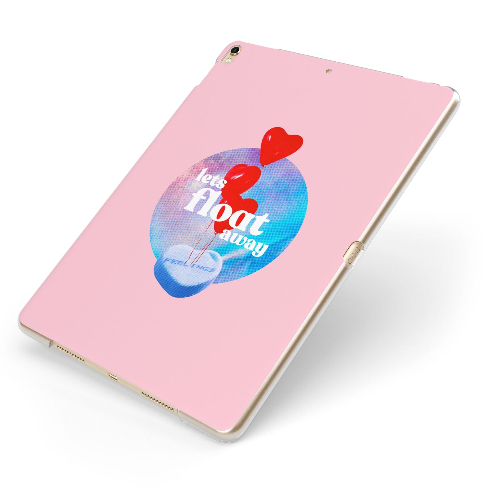 Lets Float Away Valentine Apple iPad Case on Gold iPad Side View