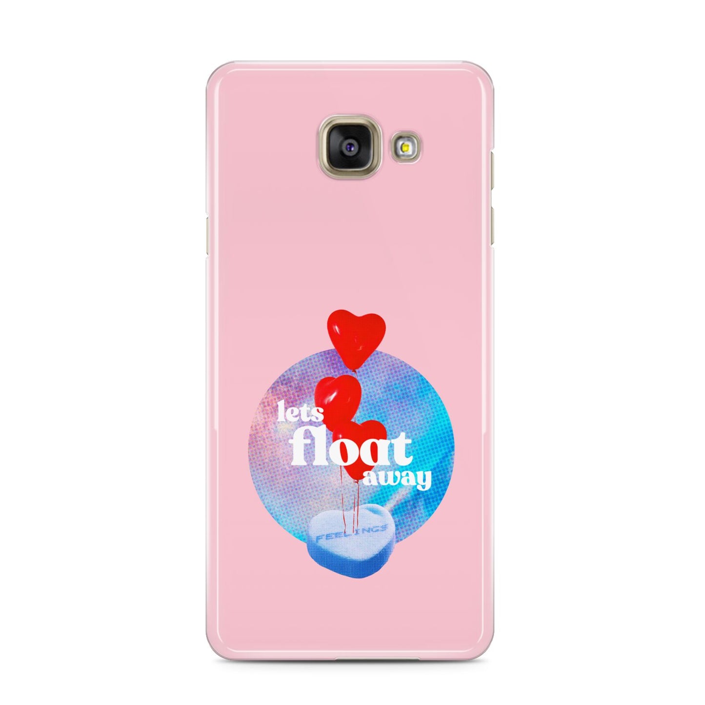 Lets Float Away Valentine Samsung Galaxy A3 2016 Case on gold phone