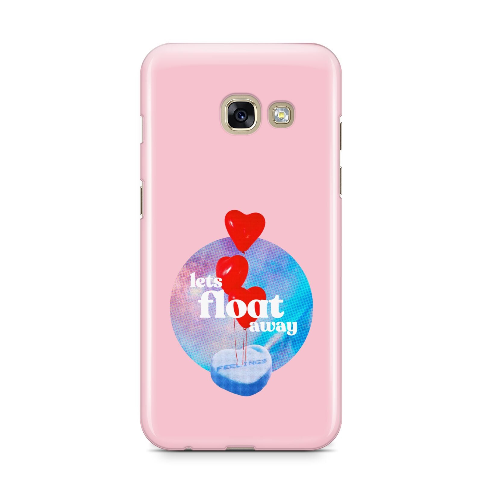 Lets Float Away Valentine Samsung Galaxy A3 2017 Case on gold phone