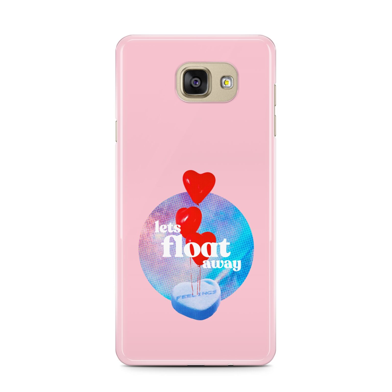 Lets Float Away Valentine Samsung Galaxy A7 2016 Case on gold phone