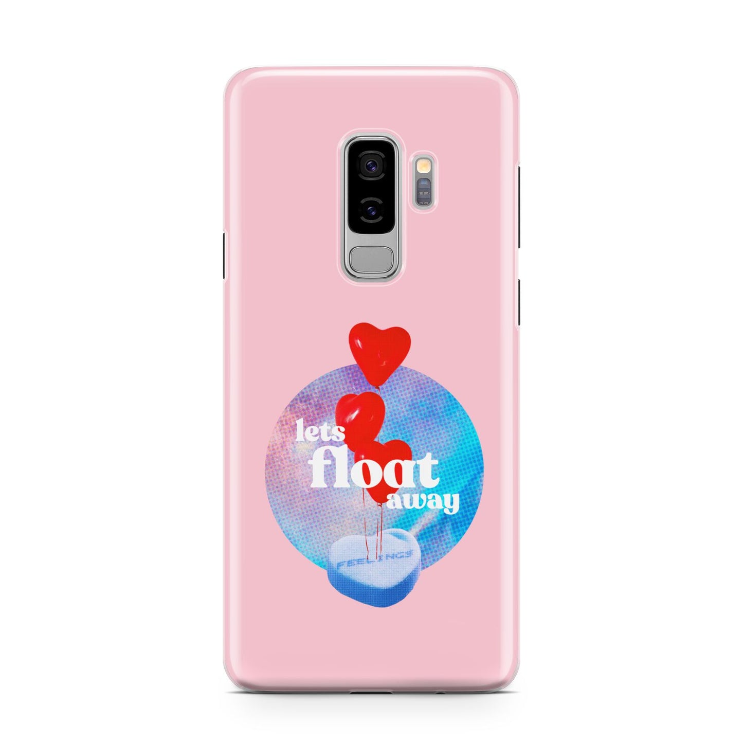 Lets Float Away Valentine Samsung Galaxy S9 Plus Case on Silver phone