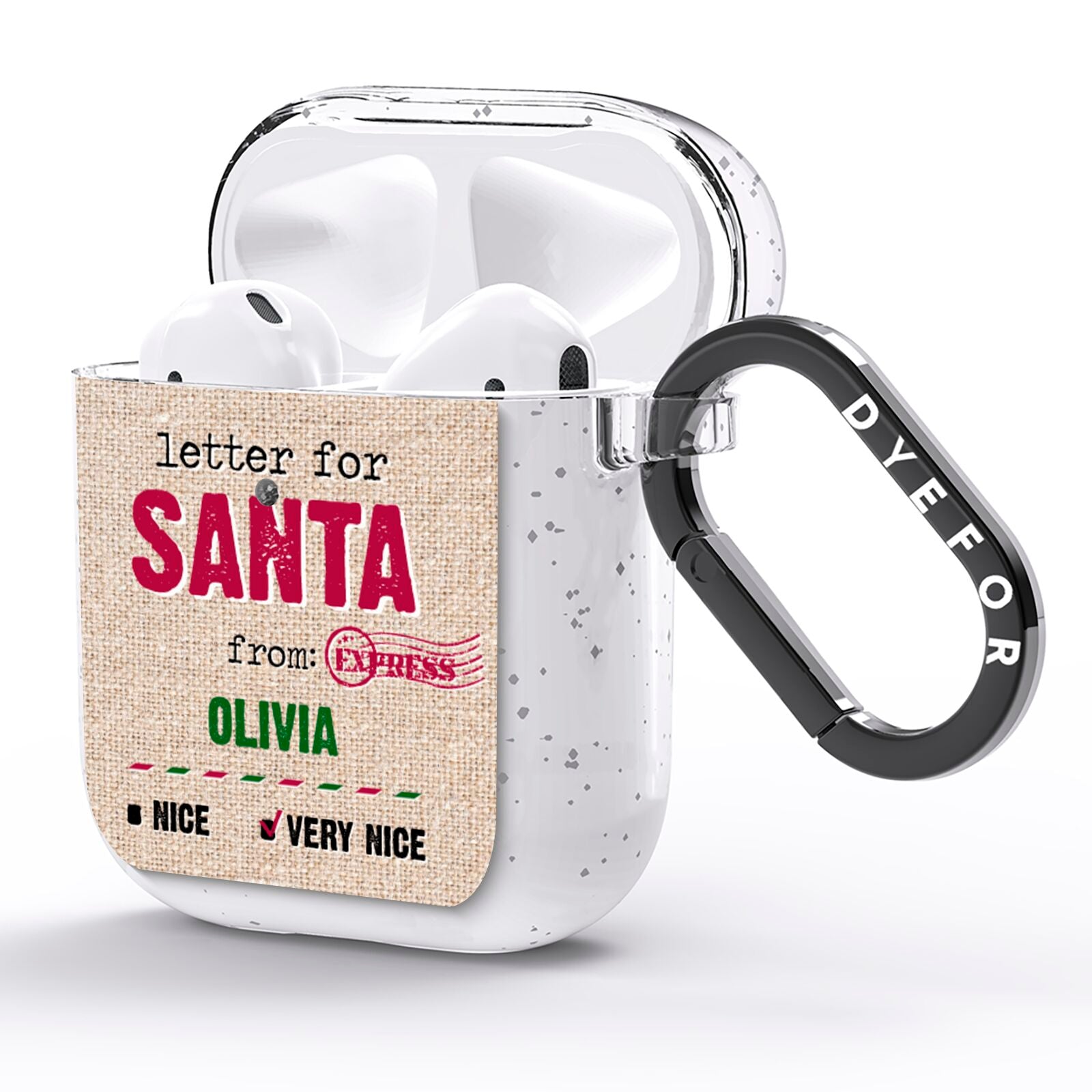 Letters to Santa Personalised AirPods Glitter Case Side Image