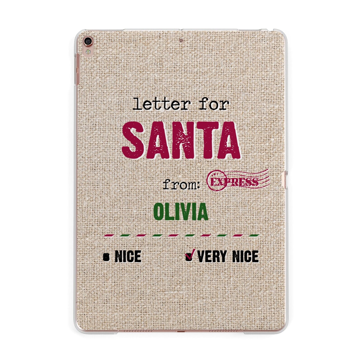 Letters to Santa Personalised Apple iPad Rose Gold Case