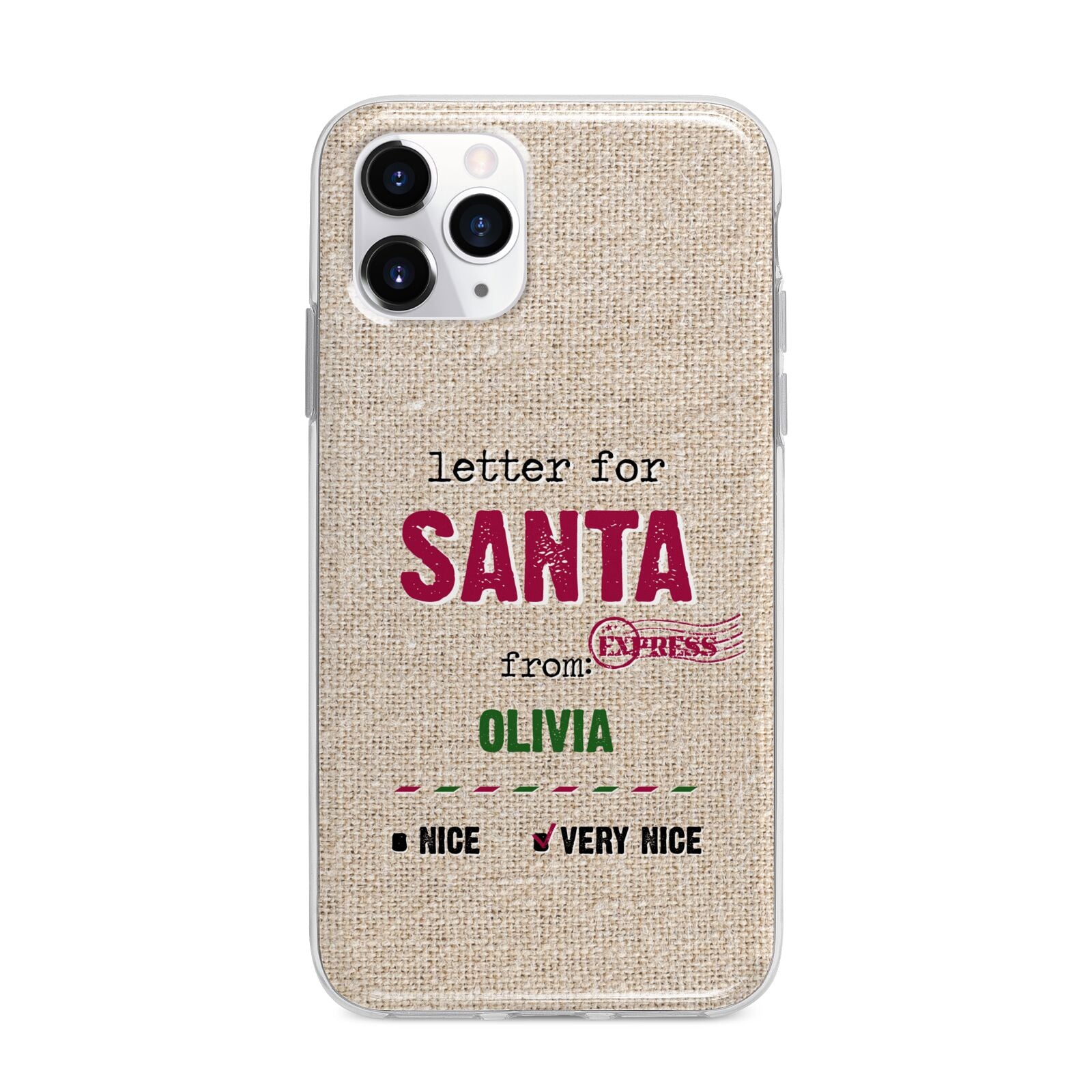Letters to Santa Personalised Apple iPhone 11 Pro Max in Silver with Bumper Case