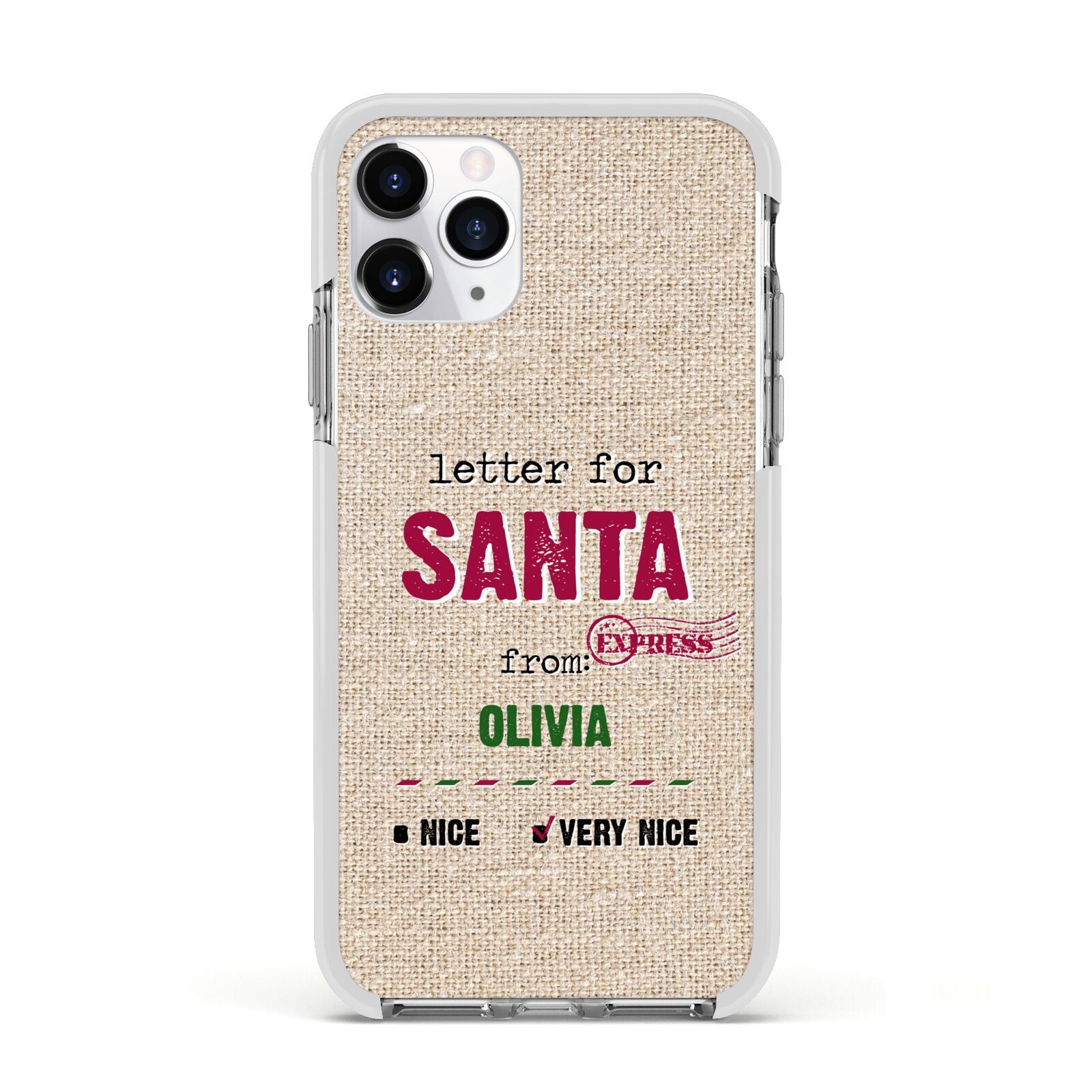 Letters to Santa Personalised Apple iPhone 11 Pro in Silver with White Impact Case