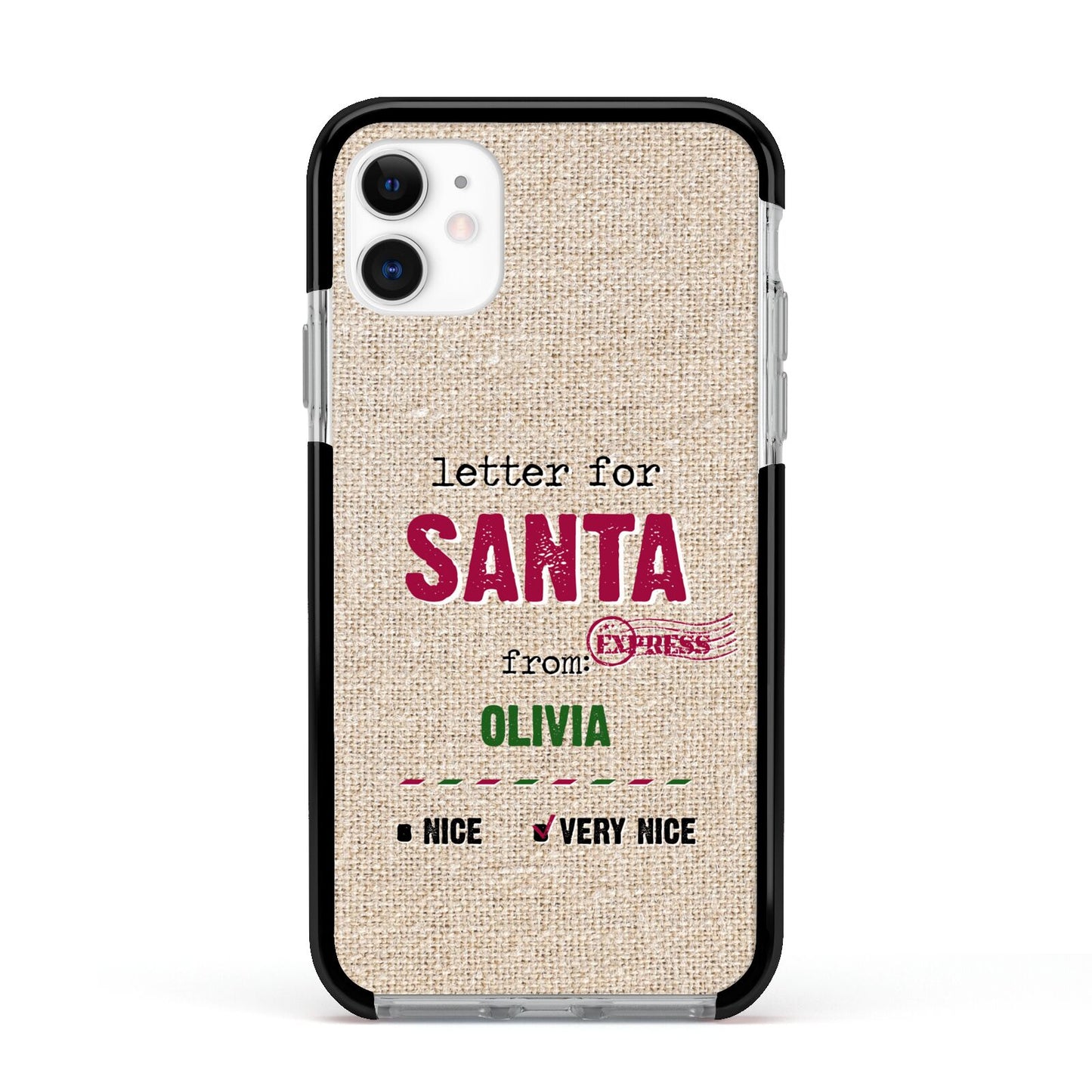 Letters to Santa Personalised Apple iPhone 11 in White with Black Impact Case