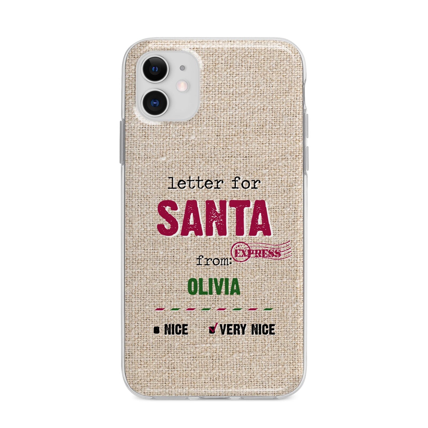 Letters to Santa Personalised Apple iPhone 11 in White with Bumper Case
