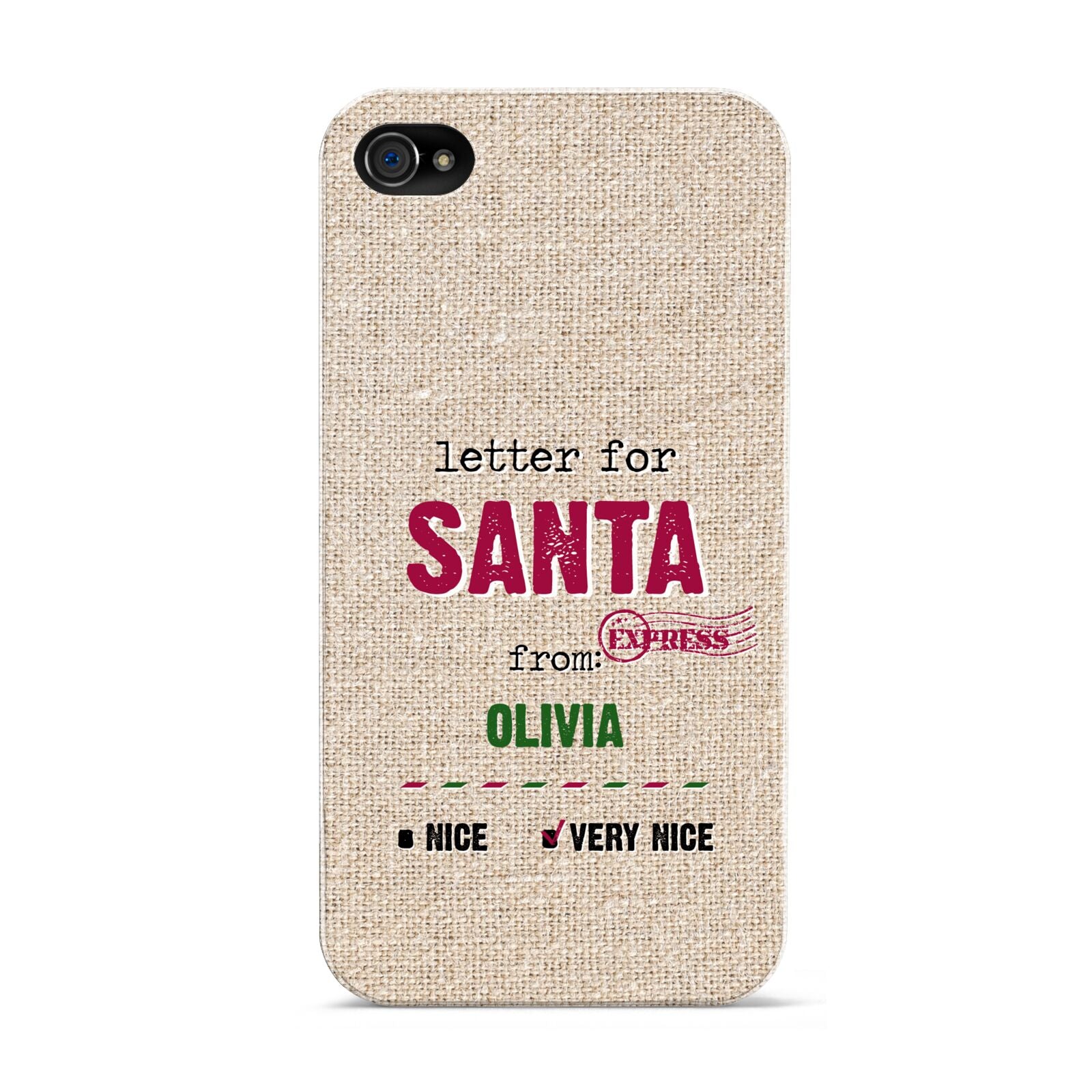 Letters to Santa Personalised Apple iPhone 4s Case