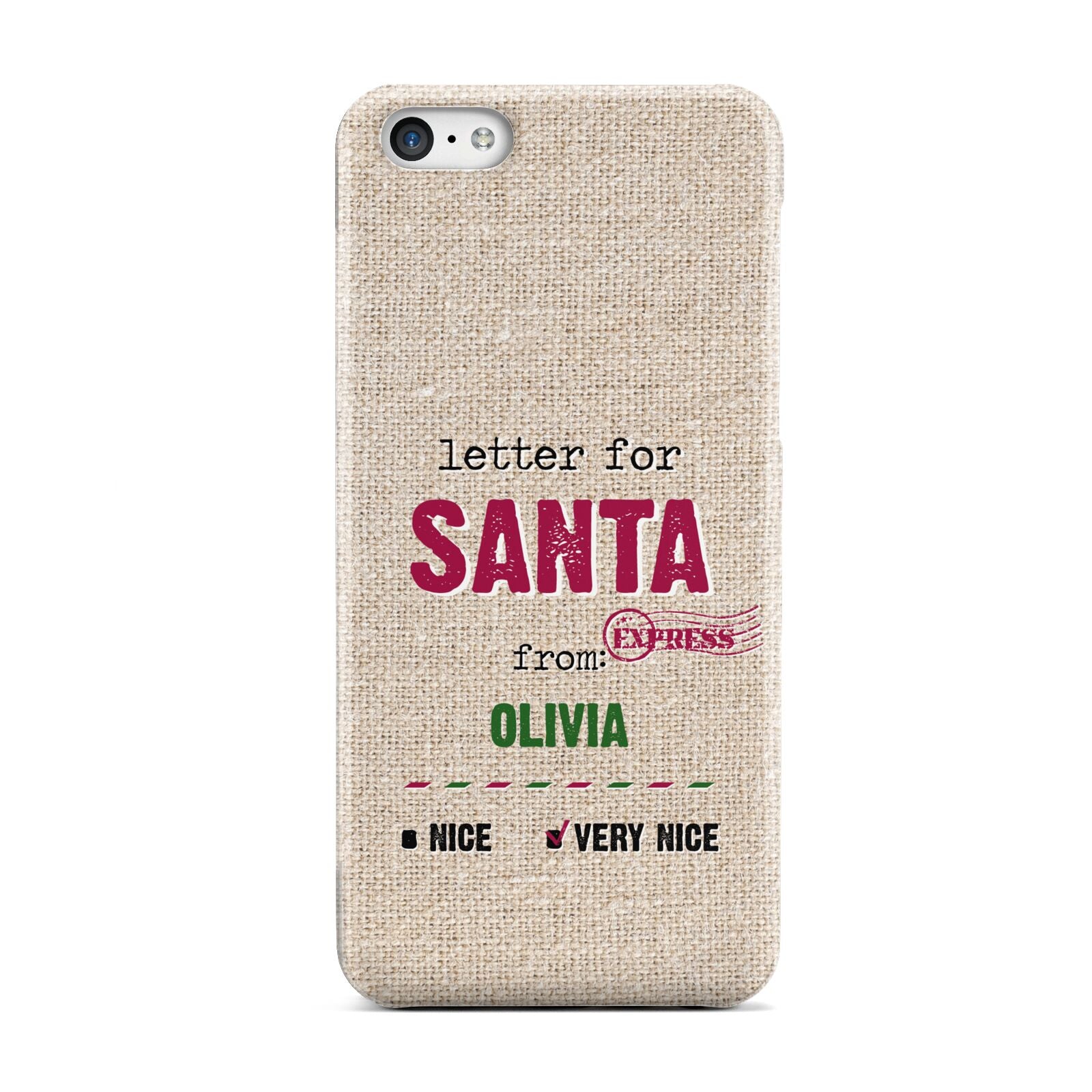 Letters to Santa Personalised Apple iPhone 5c Case