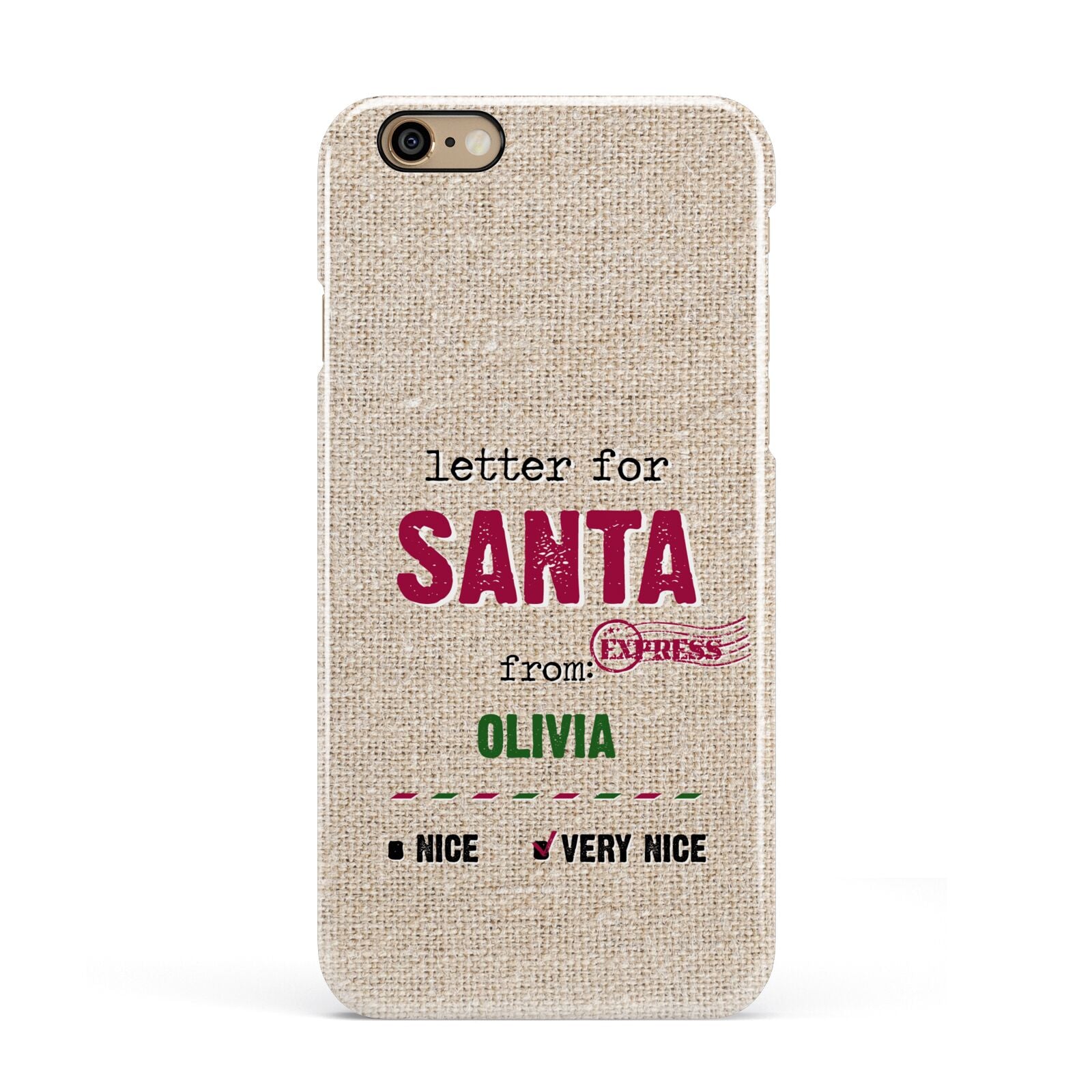 Letters to Santa Personalised Apple iPhone 6 3D Snap Case