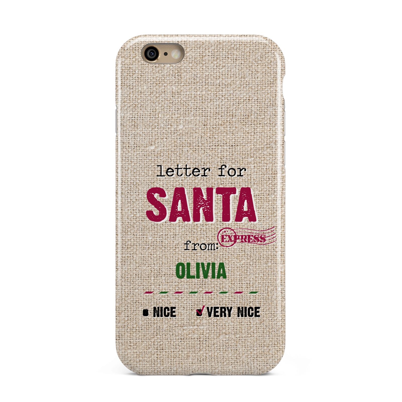 Letters to Santa Personalised Apple iPhone 6 3D Tough Case