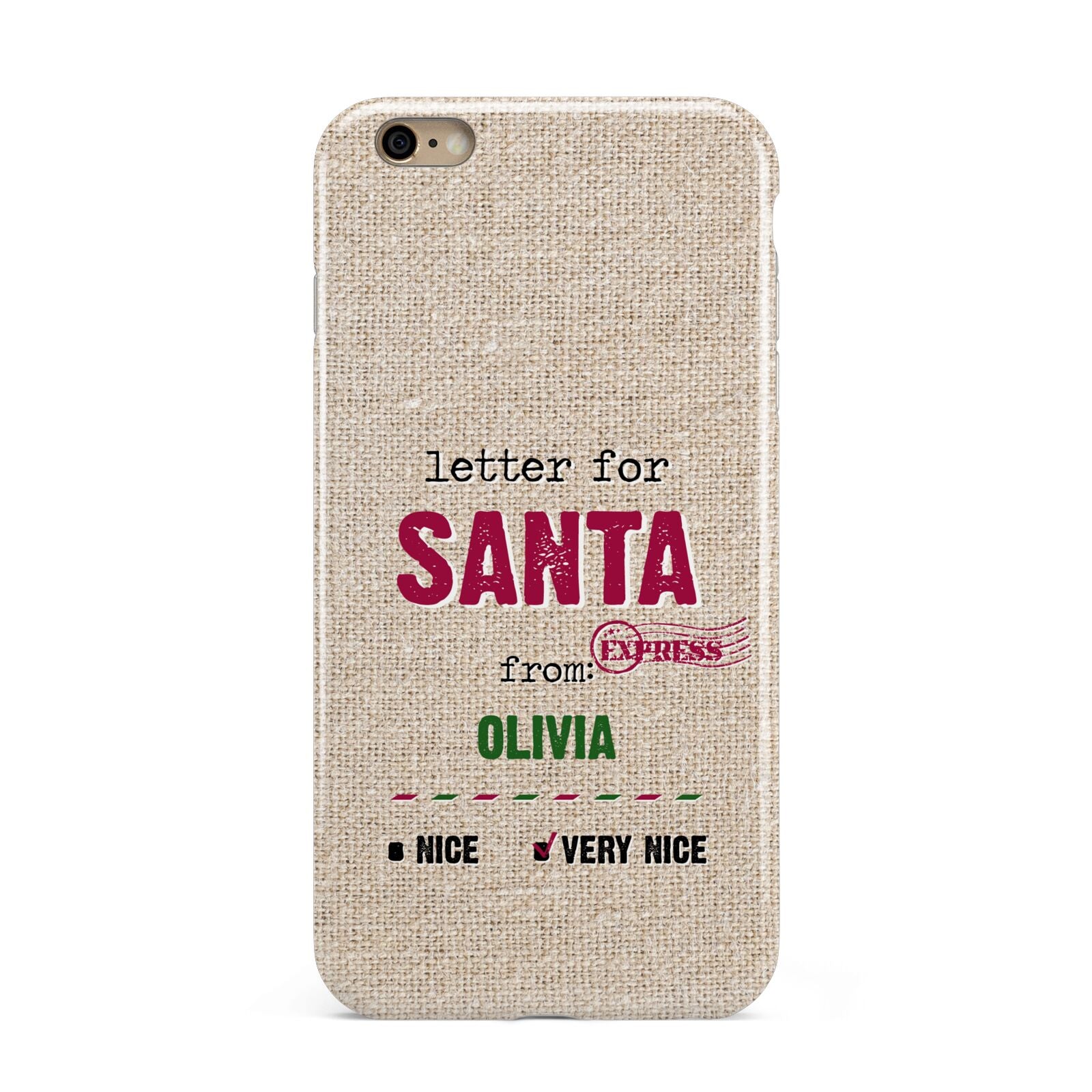 Letters to Santa Personalised Apple iPhone 6 Plus 3D Tough Case