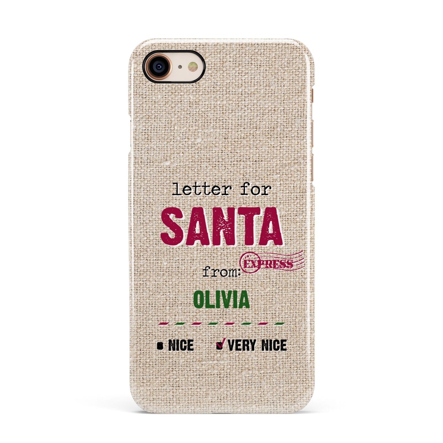 Letters to Santa Personalised Apple iPhone 7 8 3D Snap Case