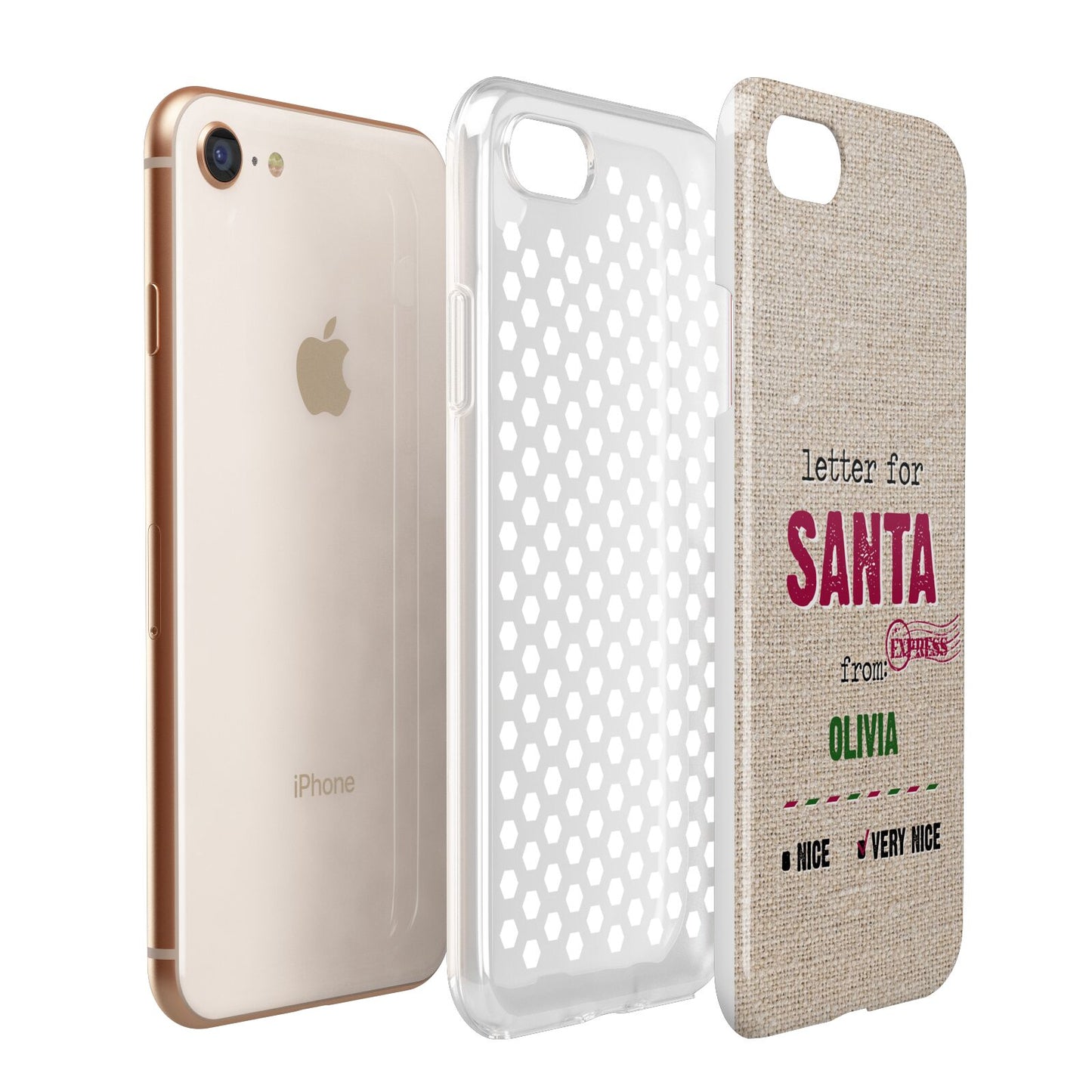 Letters to Santa Personalised Apple iPhone 7 8 3D Tough Case Expanded View