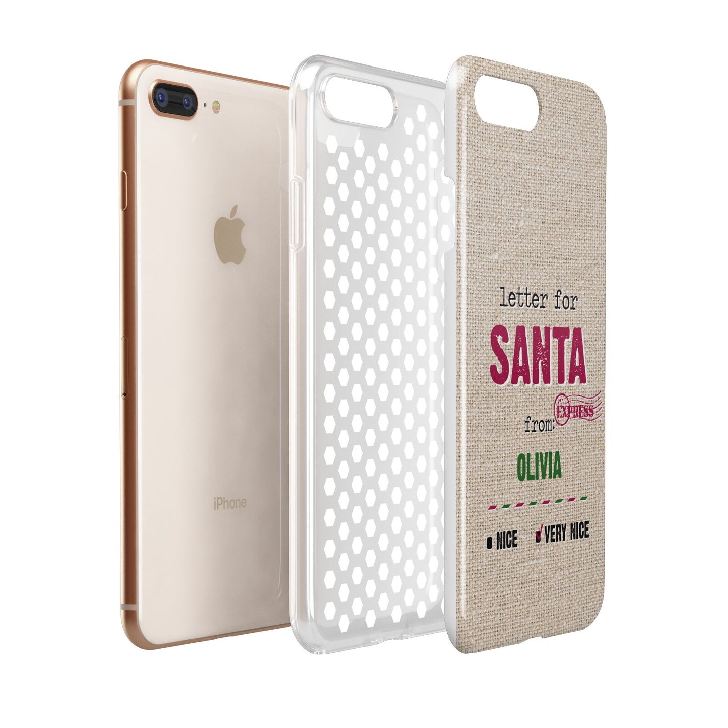 Letters to Santa Personalised Apple iPhone 7 8 Plus 3D Tough Case Expanded View