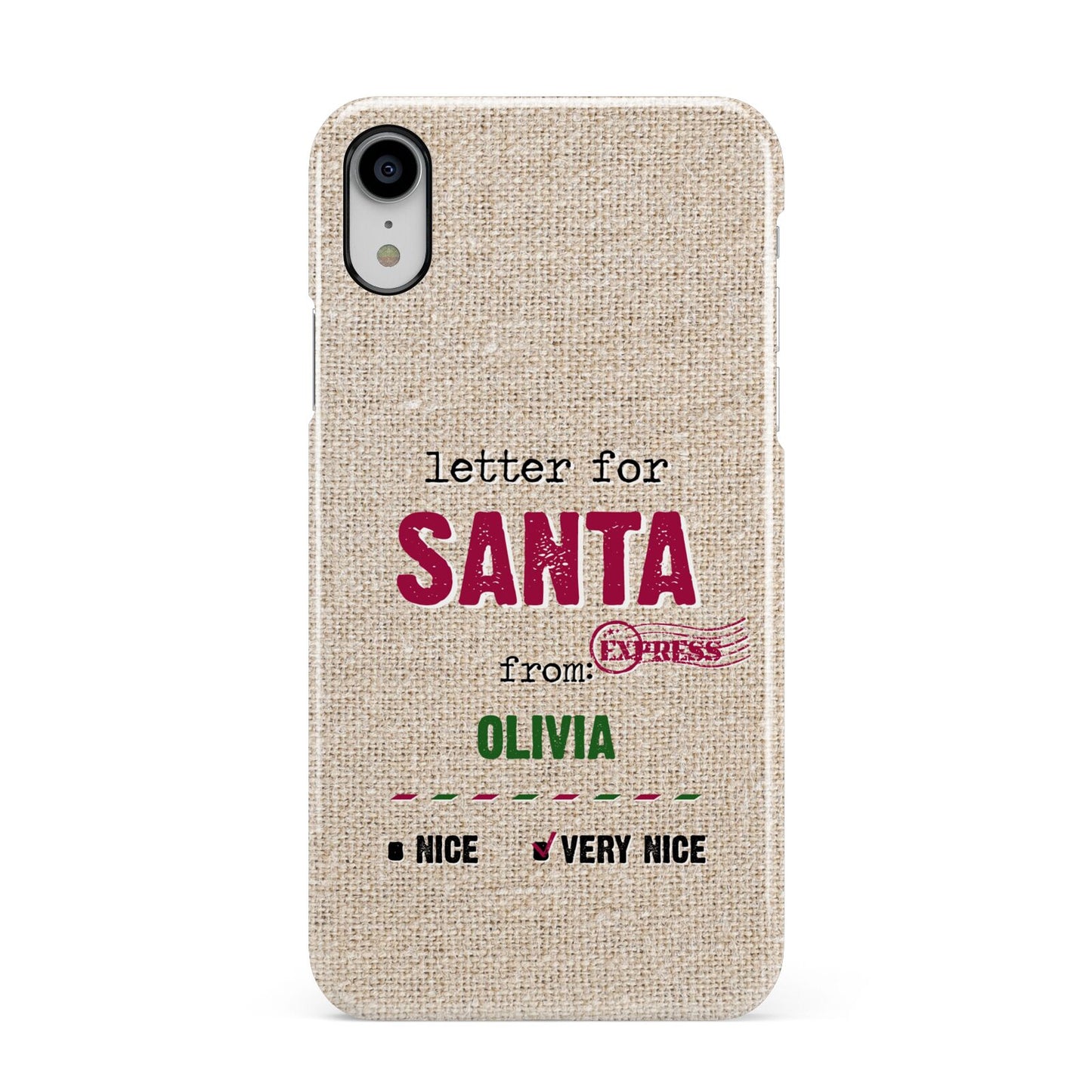 Letters to Santa Personalised Apple iPhone XR White 3D Snap Case