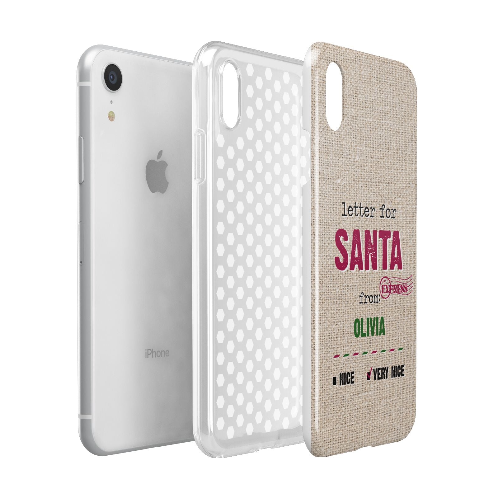 Letters to Santa Personalised Apple iPhone XR White 3D Tough Case Expanded view