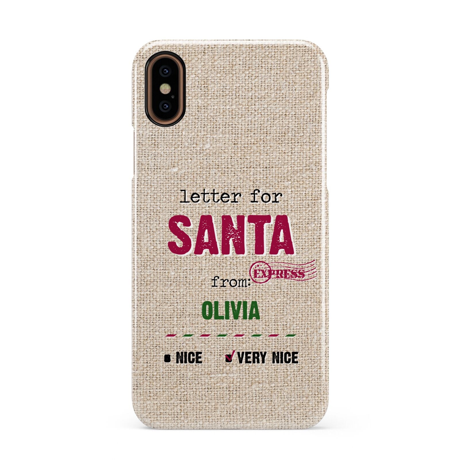 Letters to Santa Personalised Apple iPhone XS 3D Snap Case